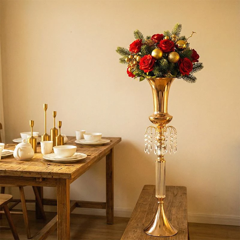 10 Pcs Metal Vase Acrylic Wedding Table Centerpieces Event Floor Road Lead Flowers Stand For Home Hotel Decoration