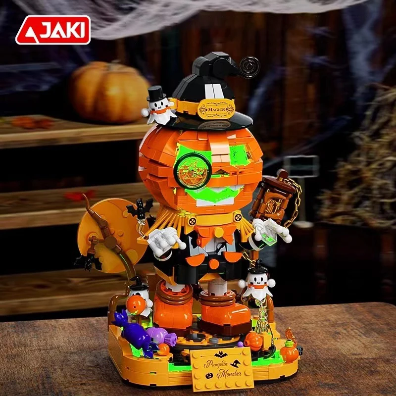 JAKI Halloween themed series Pumpkin Fairy House model matching pieces for children and adults Halloween building toy gifts