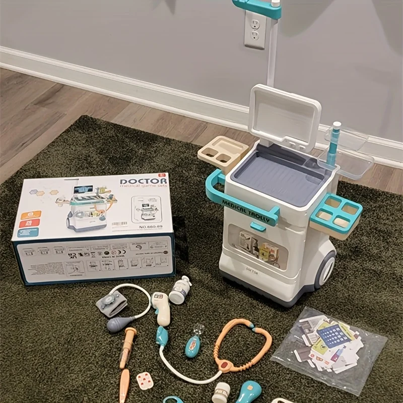 Children's Doctor Set - 26 Pretend Medical Station Toy Set With Play Stethoscope And Medical Equipment - Doctor Role Play Gift,