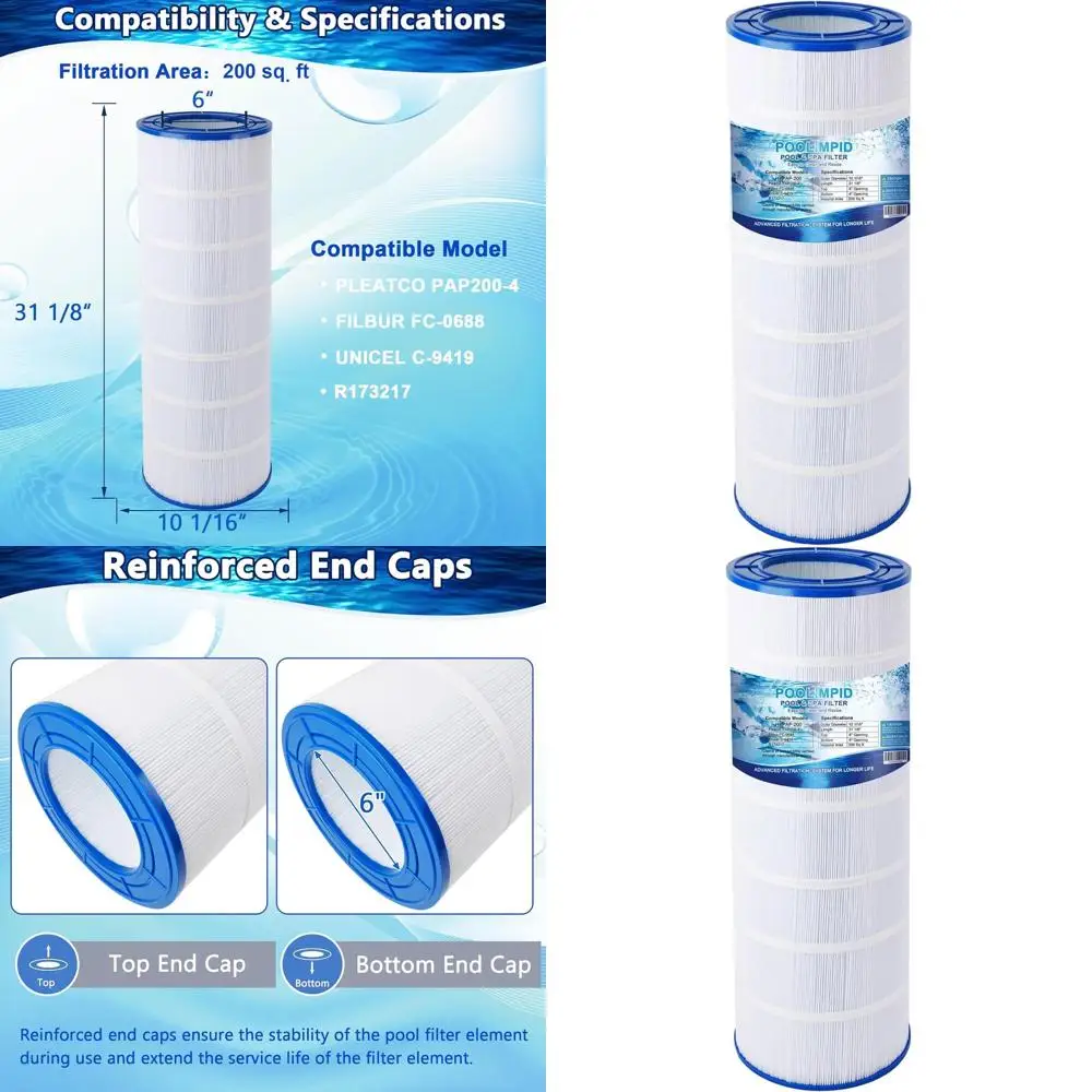 

Картридж для фильтра бассейна площадью 200 кв. футов, совместимый с Clean & Clear 200, 1 шт.