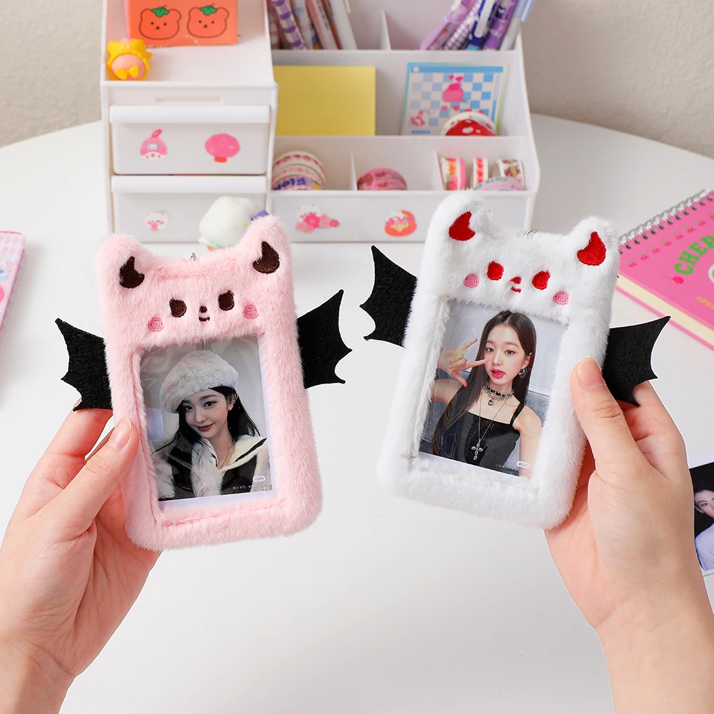 New Arrival Kawaii Little Devil Bear Rabbit Plush Photocard Holder Credit ID Bank Card Bus Card Photo Protective Case