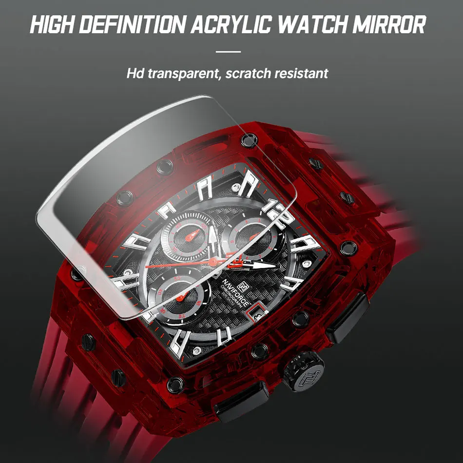 NAVIFORCE Men Watch Top Brand Waterproof Quartz Watches Silicone Strap Sport Chronograph Wristwatch Man Clock Relogio Masculin