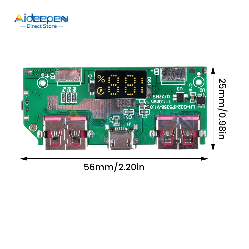 5V 3A Bateria litowa Cyfrowy wyświetlacz szybkiego ładowania Moduł IP5356 TYPE-C Micro USB QC3.0 2.0 PD3.0 PD2.0/AFC/FCP