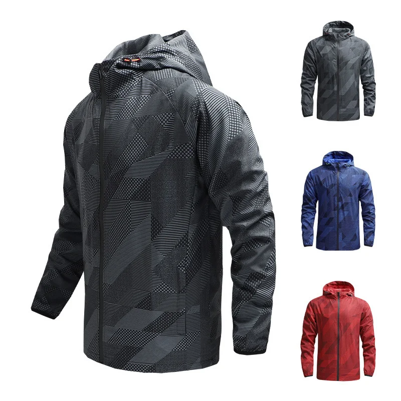 

Bomber Outdoor Jacket Waterproof Thin Trekking Coat Outwear Windbreaker Zipper Hooded Slim Mens Jackets Veste Homme