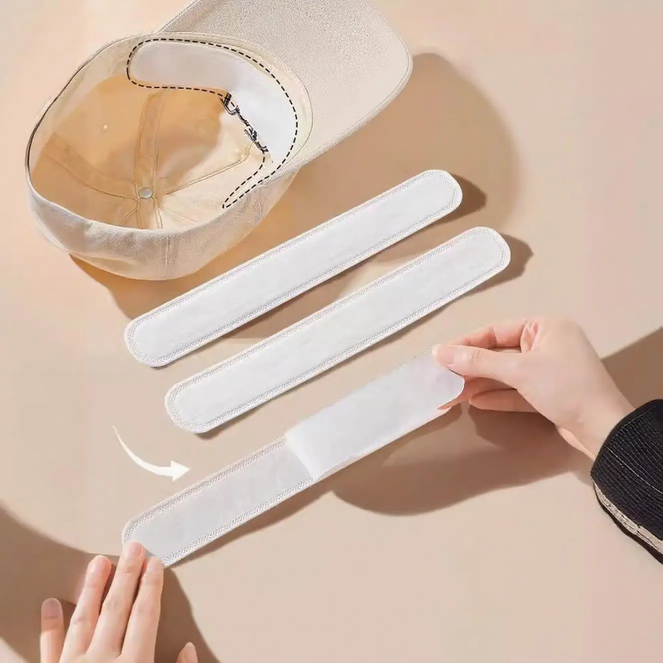 10/100Pcs Invisible Hat Sweat Absorber Stickers Liner Bands Sweatband Visor Hat Size Reducer Cap Anti-dirty Strips Pads Tape
