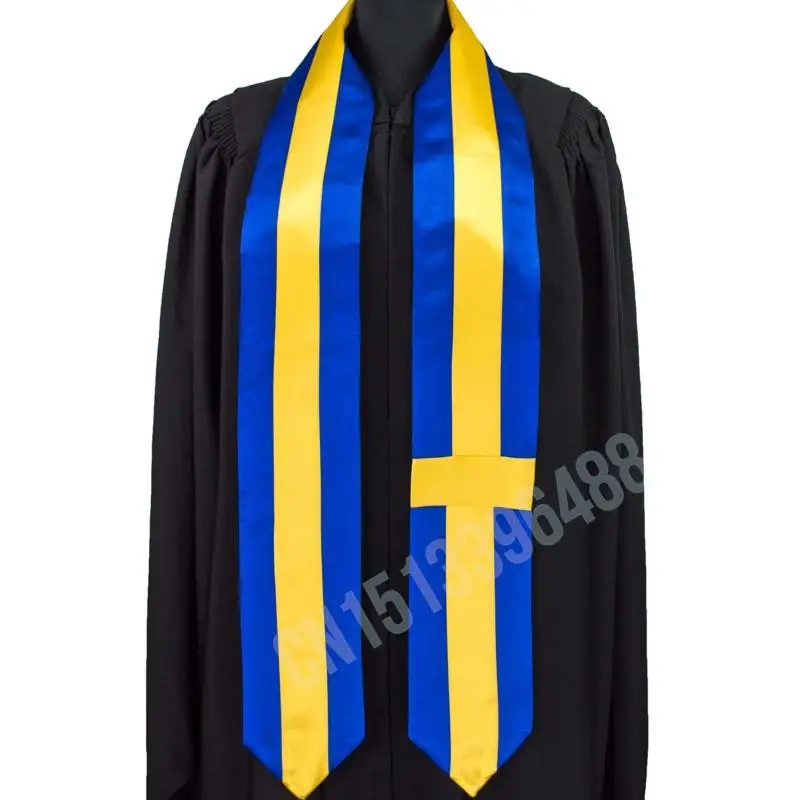 Sweden Flag Scarf Top Print Graduation Sash Stole International Study Abroad Adult Unisex Party Accessory