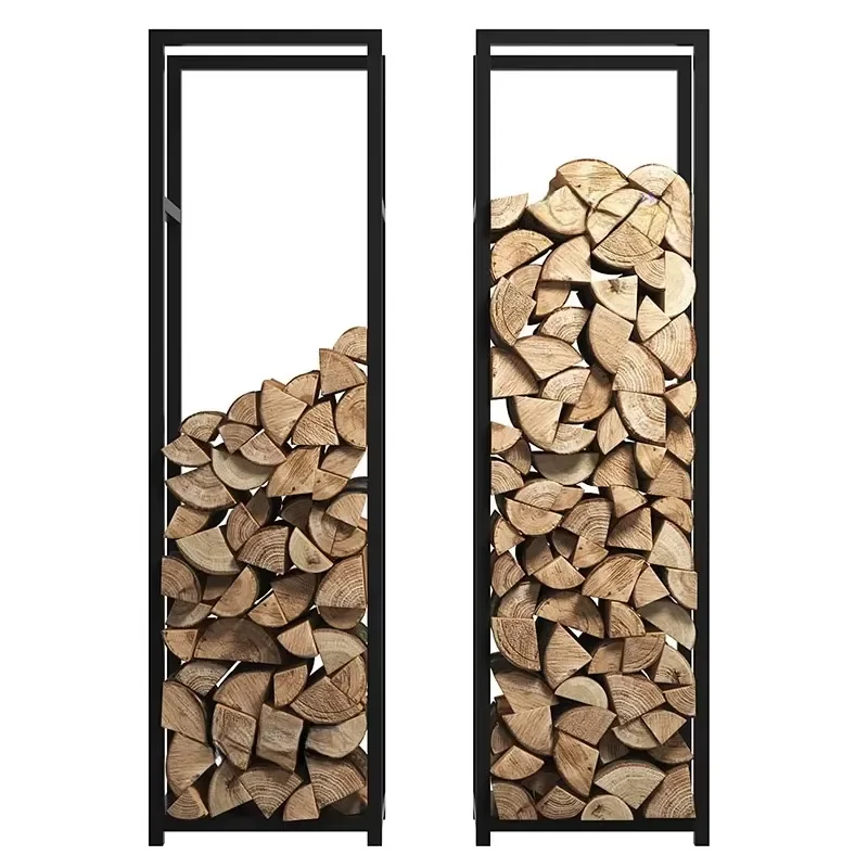 European Simple Wrought Iron Floor Standing Firewood Rack Household Outdoor Log Storage Customizable Wood Holder Furniture