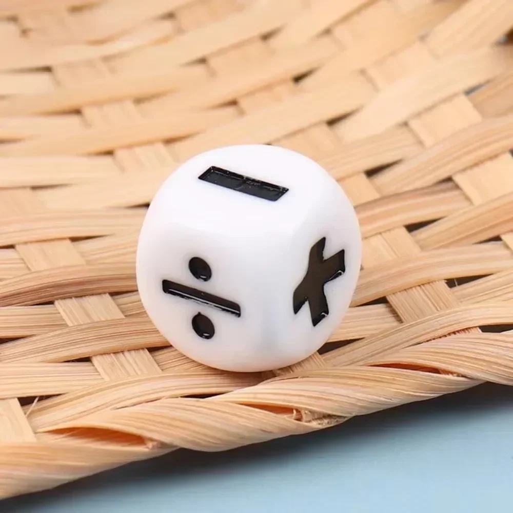 6개입 16mm 수지 덧셈 뺄셈 곱셈 나눗셈 기호 주사위 수학 장난감 어린이용 수학 교구 교육용 장난감 선물