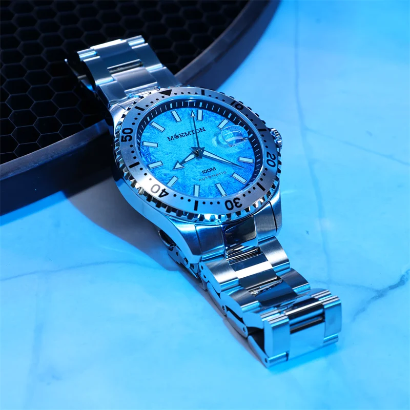 MOEMTON оригинальные мужские механические часы с сапфировым стеклом, 10 бар, 100 м, водонепроницаемые спортивные часы для дайвинга, роскошные часы из нержавеющей стали