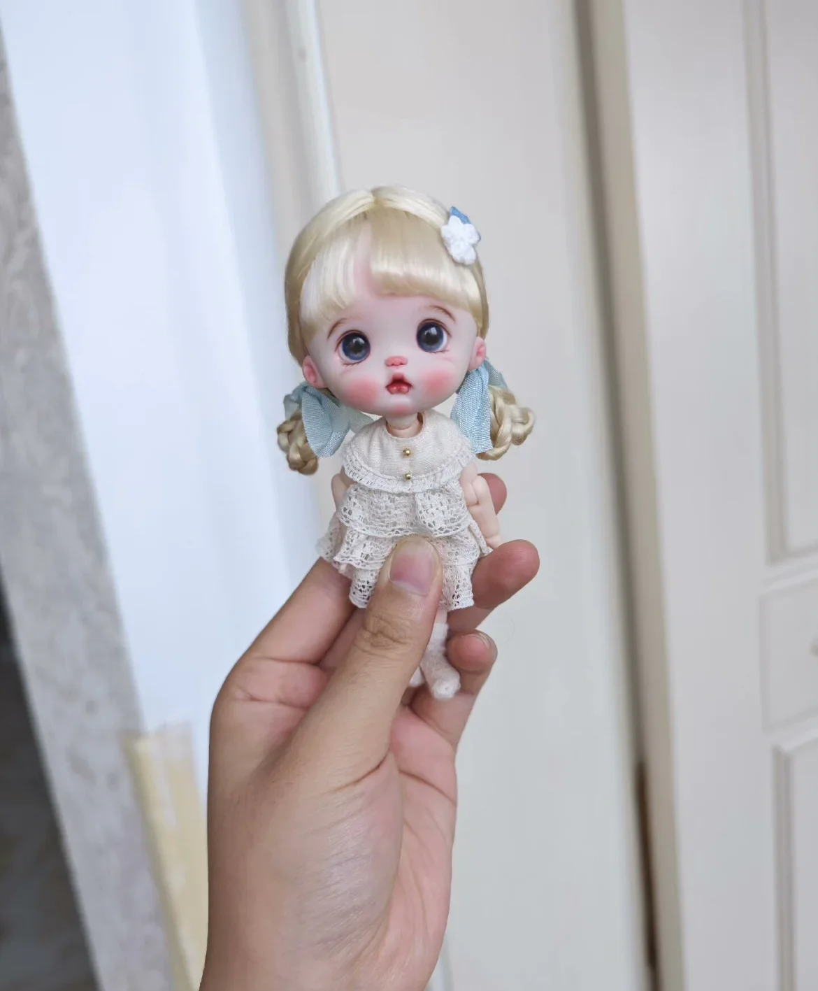 Hair for doll OB11 hard head shell wig 5-6" 14.5cm head circumference, light color BJD doll mohair