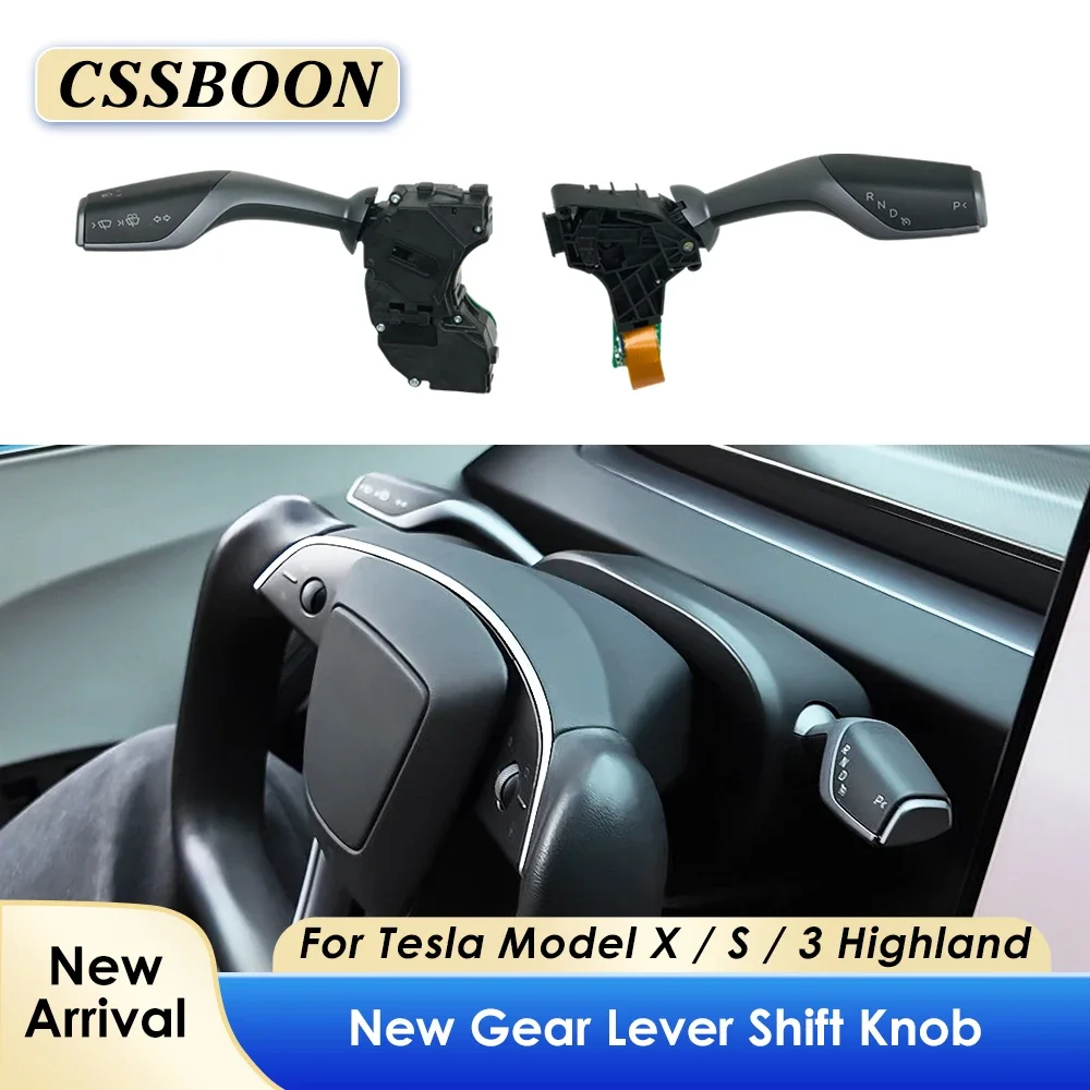 CSSBOON Physical Gear Shifter Lever for Tesla Model 3 Highland 2024 MSX Handle Turn Signal Stalks Kits Steering Lever Decoration