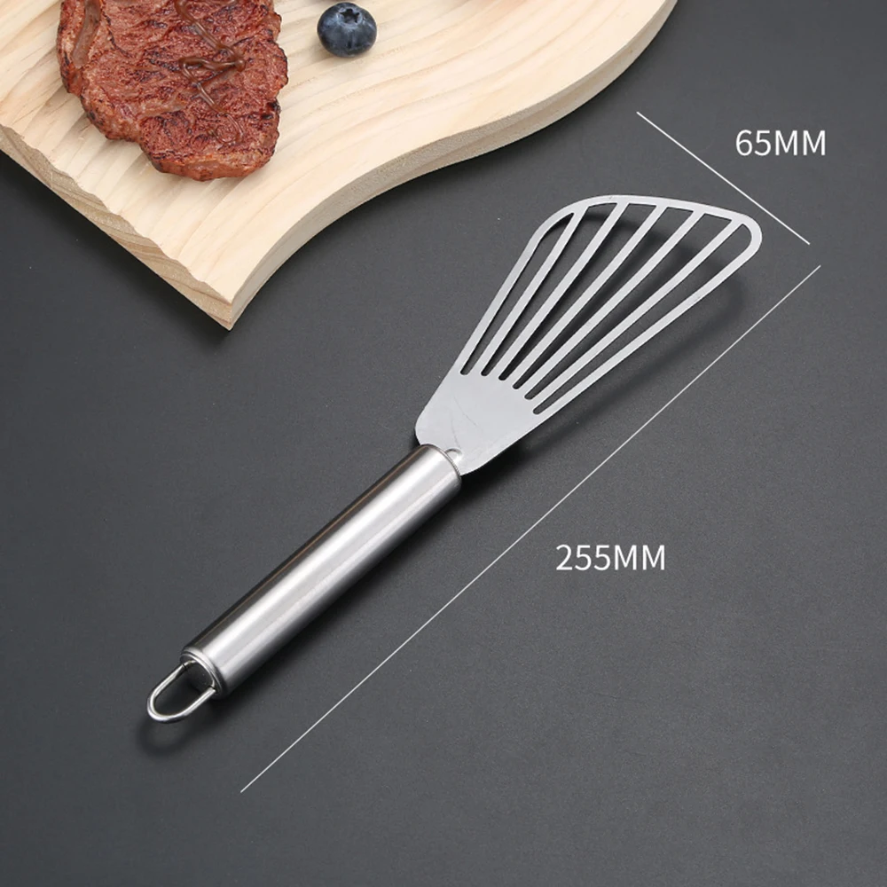 1pc Stainless Steel Slotted Fish Turner Spatula Flexible Kitchen Cooking Tools