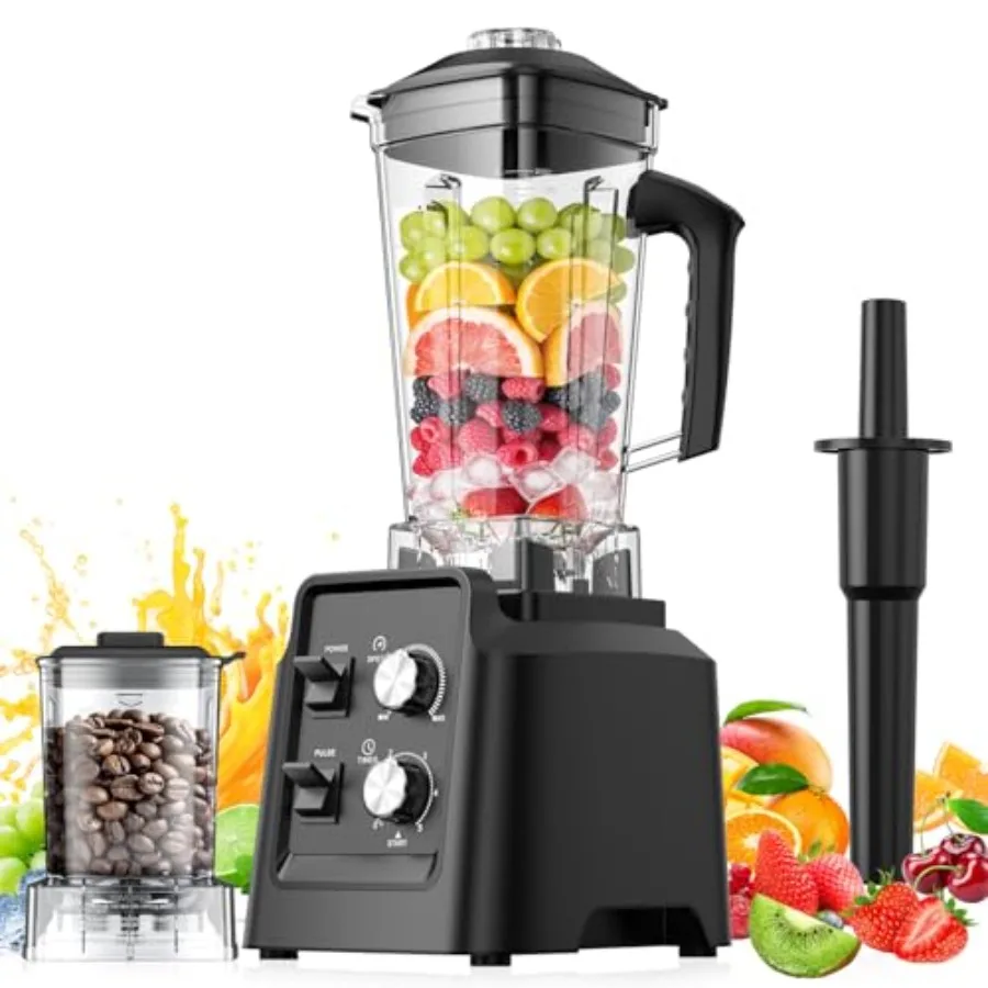 

Blender 1800W Blender with Grinder - 6-Blade Professional Smoothie Blenders for Kitchen Crushes Ice Self-Cleaning 68oz and 20oz
