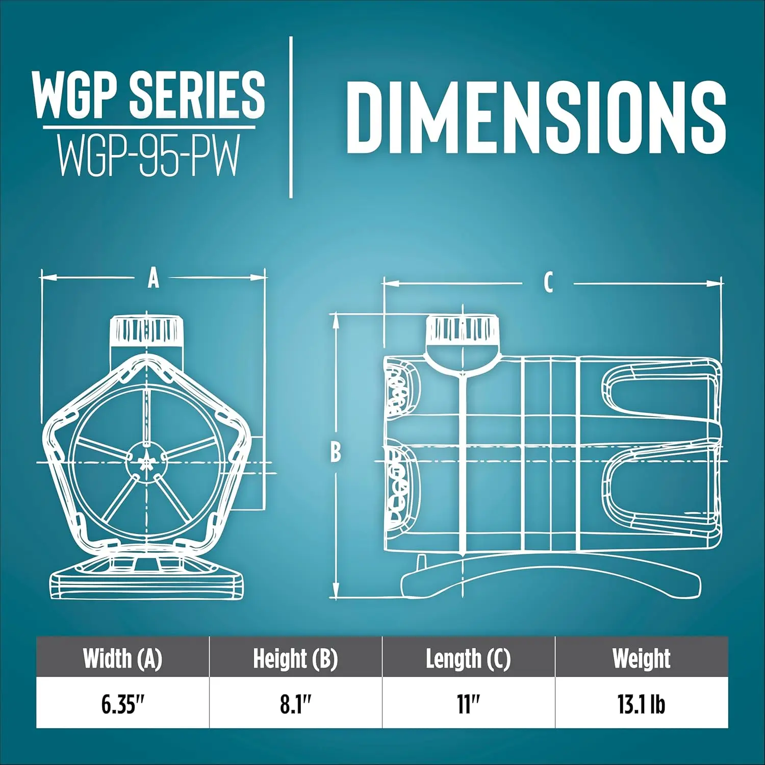 Little Giant WGP-95-PW 115 Volt, 4280 GPH Dual Discharge Direct Drive Submersible Waterfall dan Pompa Kolam, Hitam, 566407