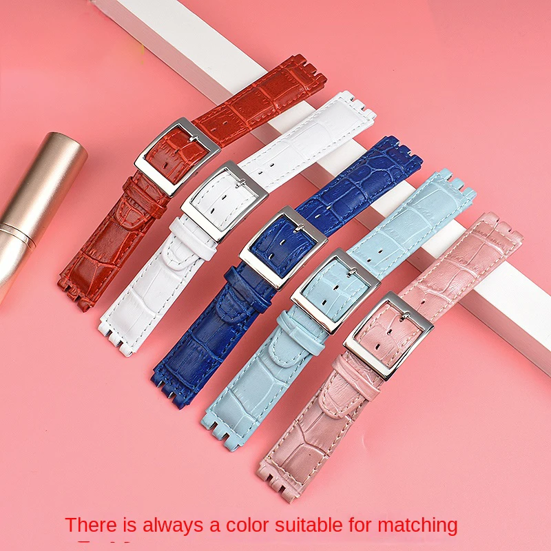 Leather strap for SWATCH YCS YAS YGS IRONY Soft cowhide watchband 17mm 19mm men women couple watch chain red white strap Tools