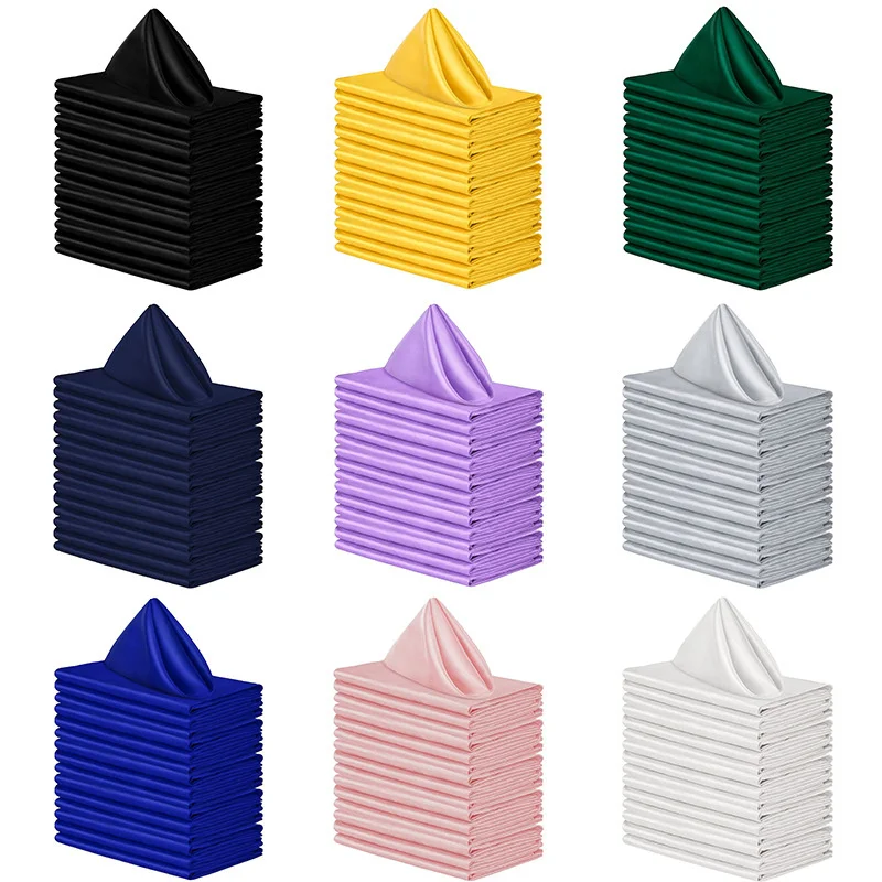 16-teilige urbane Villa-Dinner-Servietten, waschbare Polyester-Servietten mit gesäumten Kanten für Restaurant, Party, Hochzeit, Marineblau JAF176