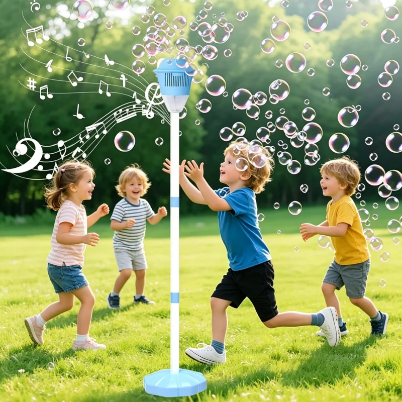 Street Lamp Bubble Machine Automatic Electric Soap Bubble Blower with Light Music Outdoor Camp Toy Party Wedding Birthday Gifts