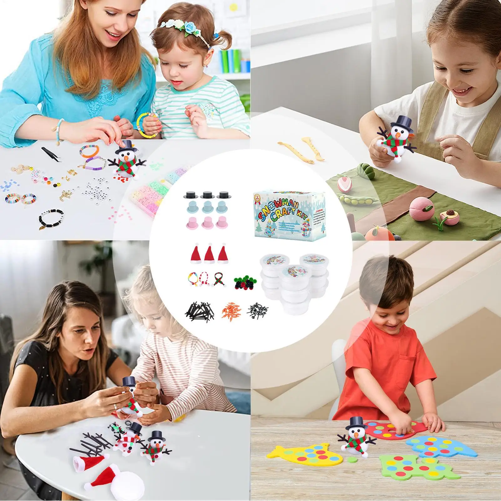 Набор «Снеговик» без снега в помещении, рождественское ремесло, глина, художественный подарок для малышей, детей дошкольного возраста, детского сада, семьи