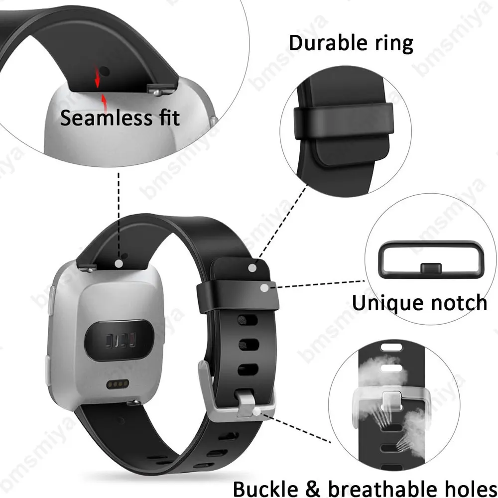Bracelet en silicone souple pour Fitbit Versa, Versa 2, Versa Lite, ceinture de montre de sport, bracelet de remplacement, 1PC