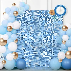 Shimmer Wall Backdrop Matte Sky Blue Sequin Shimer Wall Panels for Birthday Party Wedding Marriage Decorations 12/16/18pcs