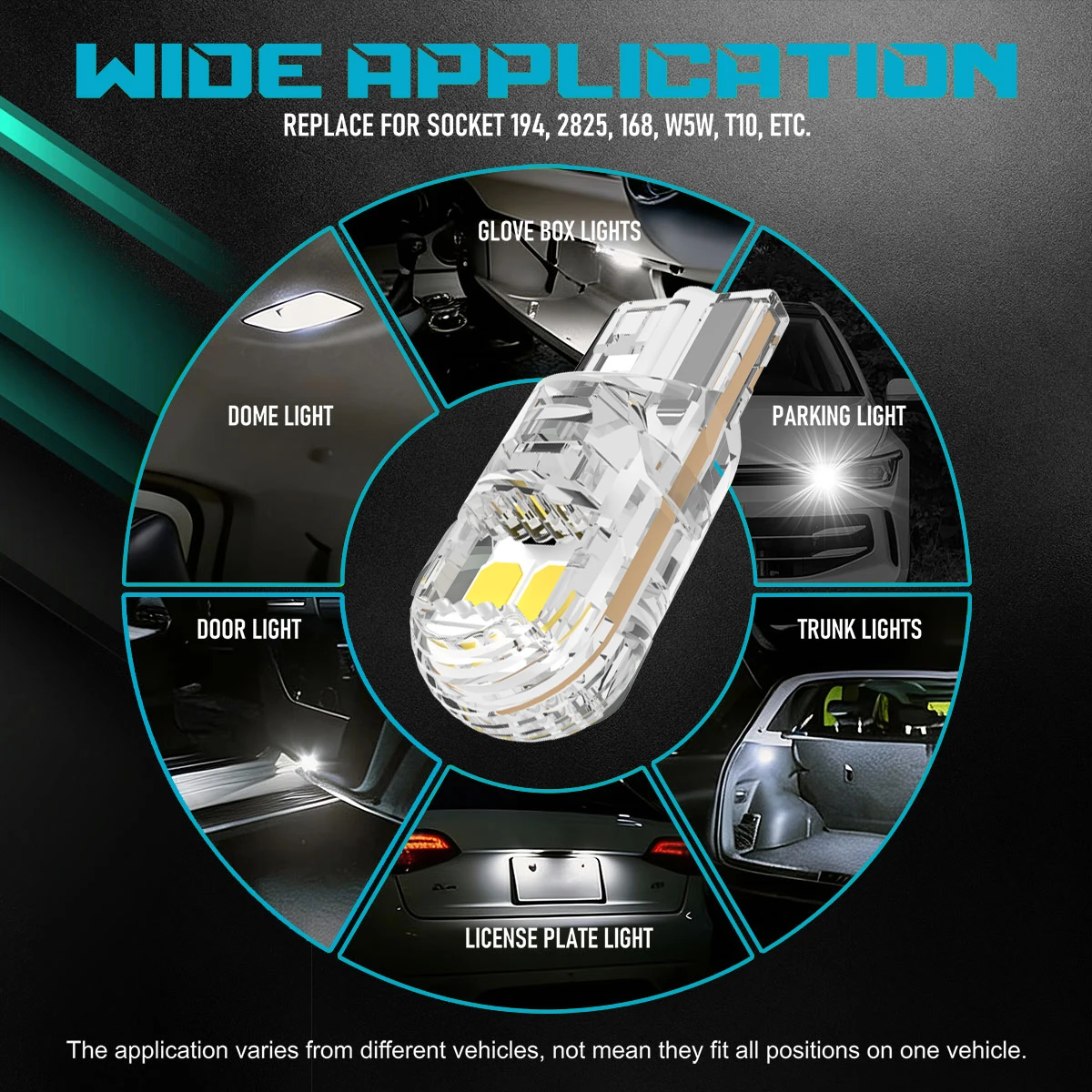 Y05 T10 LED Signal Light Bulbs, 2‑Pack, 3528 SMD Chips 360‑Degree Full Beam, 1:1 Halogen Light Pattern Match, Patented Design, W