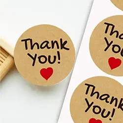 50PCS 500PCS 1 Inch Kraft PAPER Thank You Sticker Labels Round Stickers per Roll 4
