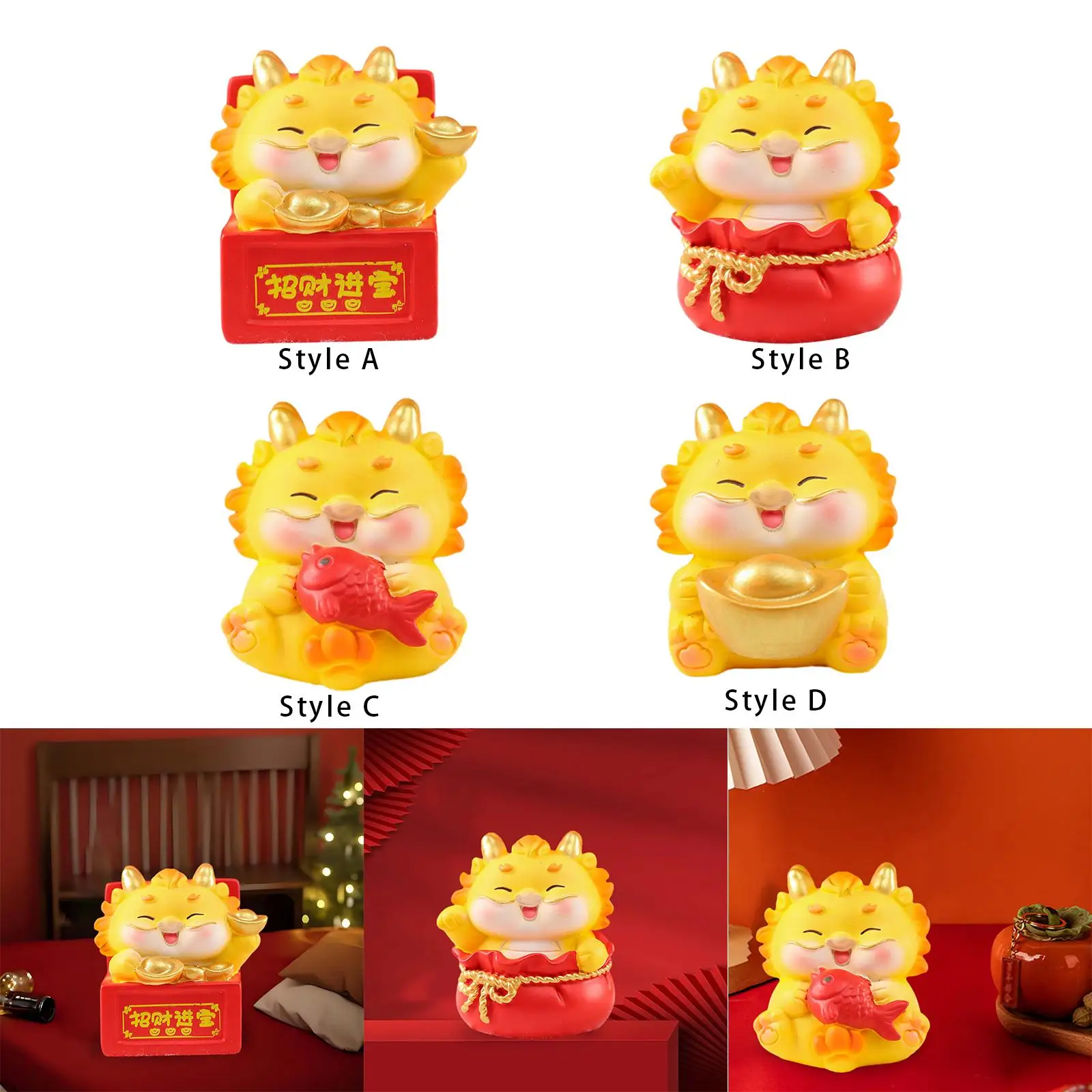 Animal Resin Figurine,Fantasy Figurine,Thanksgiving,Stable,Auspicious Zodiac,Year of The Dragon 2024 Statue for Bedrooms Cars
