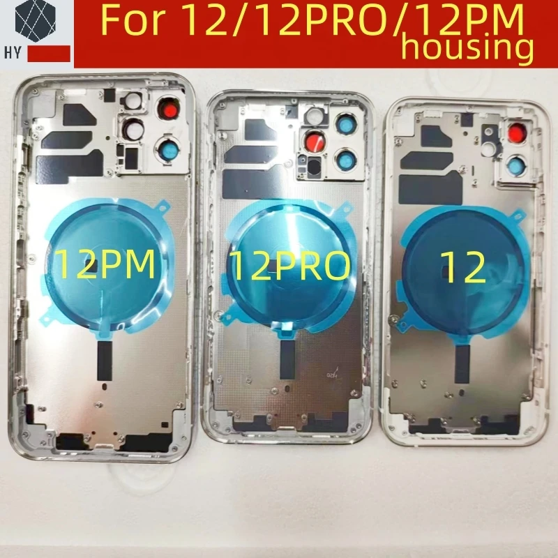 For Iphone 12 Pro Max 12Pro Housing Cover Battery Door Rear Chassis Middl Frame With Back Glass + Side Buttons + Sim Chuck