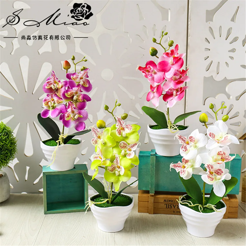 

Fake Flower Five-headed Phalaenopsis Bonsai Simulated Flowers Artificial Green Plants Creative Ornaments Simulated Potted Plants