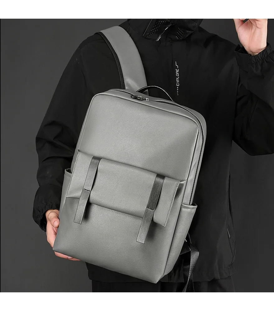 Large capacity business computer bag pu texture trendy casual backpack backpack simple fashion travel backpack