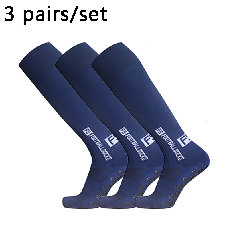 3pairs Men Women Long FS Football Socks Sports Round Silicone Non-slip Grip Soccer Sock