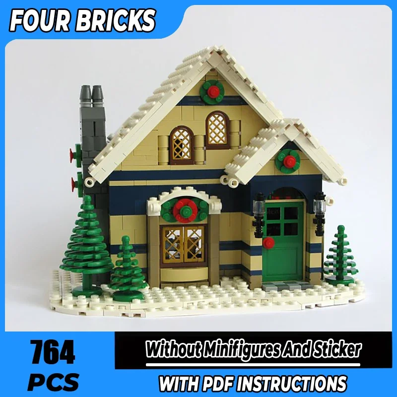 

Строительные блоки Moc, зимнее кафе, технология, модульные кирпичи, модель, подарки, рождественские игрушки, наборы «сделай сам», сборка