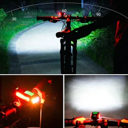 MTB Bike Front Lights With Speedometer Odometer LED Bicycle Lights Waterproof Bike Headlight Bicycle Light Warning Cycling Acces