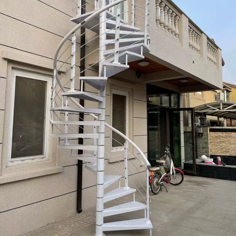 Outdoor rotating stairs Middle column Outdoor fire wrought iron thickened stairs