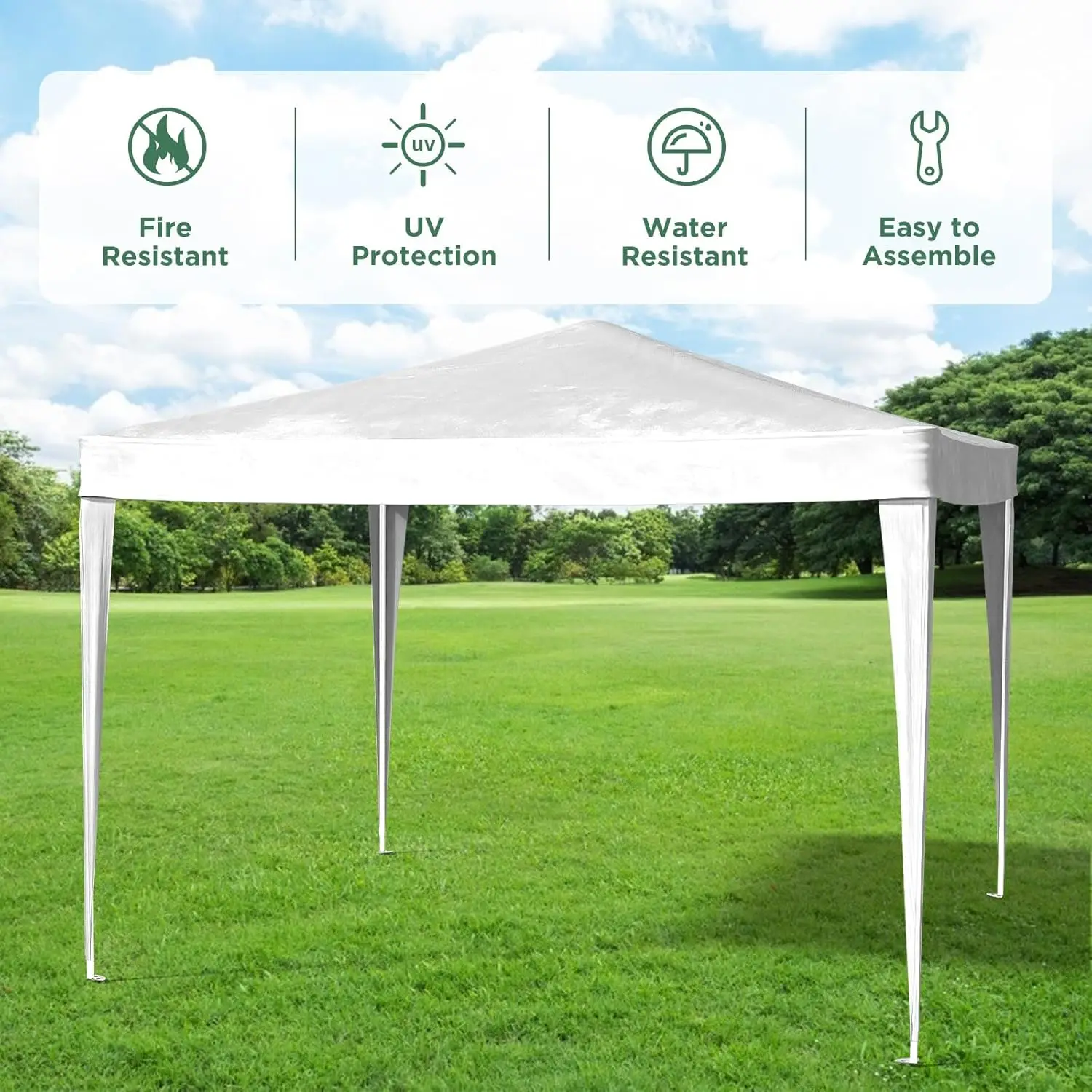 2x2 Outdoor Gazebo, Pop Up Canopy Tent for Wedding Garden, Portable Marquee Waterproof White