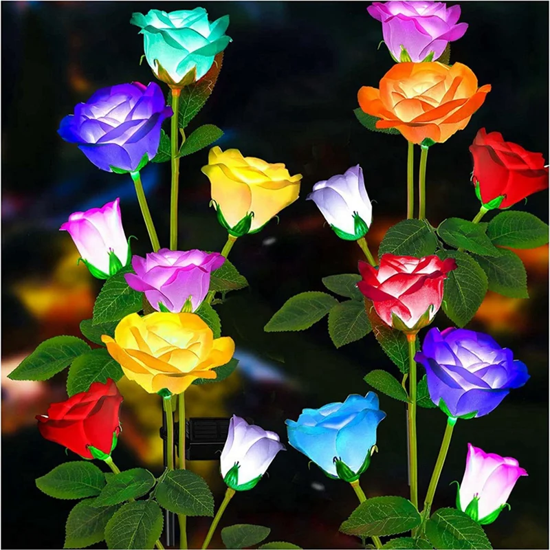 TKOH-4 Confezione di luci solari da giardino Luci decorative con fiori solari con 20 fiori di rosa per l'arredamento della festa del prato del patio esterno