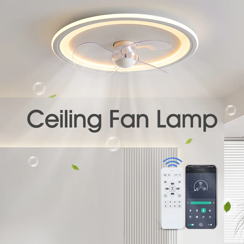 

Smart Ceiling Fans With Lights Remote Control Dimming Bedroom Decor Ventilator Lamp 30W 36W all Copper Motor Silent Ceiling Fans