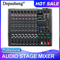 Professional Audio Mixer Depusheng PA8 8 Channel Sound Board Console DJ Mixing Desk System Interface Built-in 99 Reverb Effect