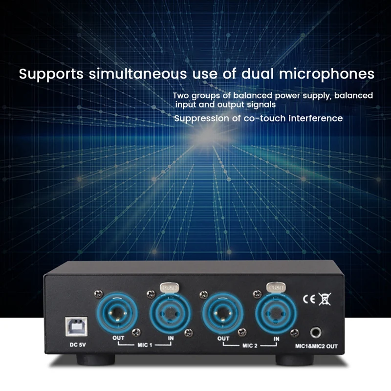 48V USB Dual Mixed Output Phantom Power Supply for Condenser Microphones Music Recording Equipment