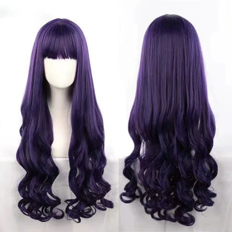 Euramerican Fashion Woman Long Wave Wig Anime Tomoyo Daidouji Cosplay Hairpiece Cardcaptor Sakura Human Hair Daily Wear
