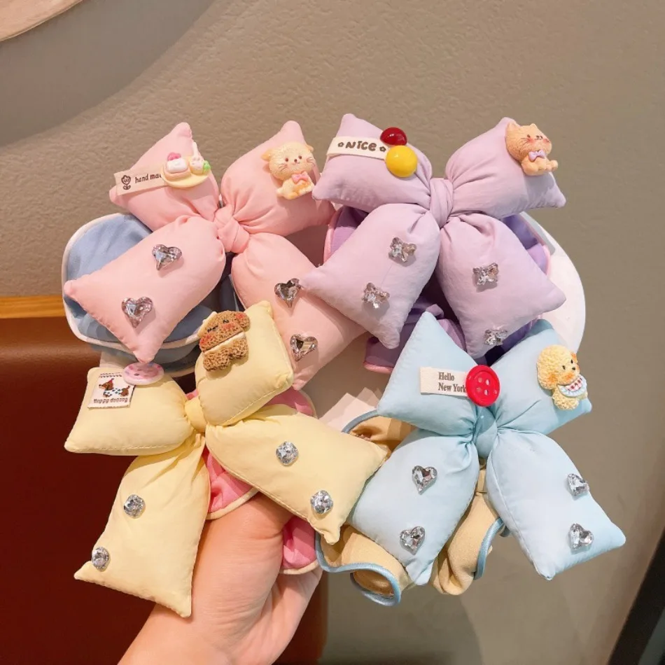 Cartoon Kids Sweet Bow Large Intestine Hair Band Little Girl Tied Ball Head Rubber Band Ponytail Headband Hair Accessories ZX07