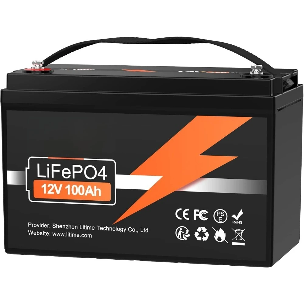 12V 100Ah Lithium LiFePO4 Battery, Built-in 100A BMS, 4000-15000 Cycles, High-Performance Battery w/ 10-Year Lifespan & Temp Pro