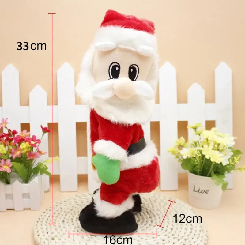 Robot de peluche de Papá Noel para niños, muñeco Musical electrónico de peluche, Twerking, canto de Navidad, decoración del hogar, regalo de Navidad