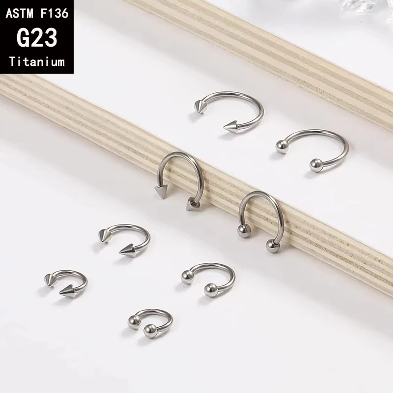 1/5/50PCS ASTM F136 Internally Threaded Eyebrow Nose Ring C rod Body Piercing Jewelry Set G23 Titanium Wholesale