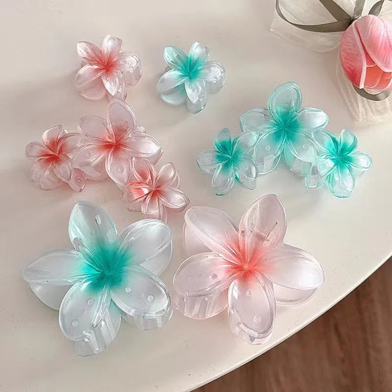 4/6.5/8cm Gradient Color Flower Hair Clips for Women Fashion Sweet Girls Hairpins Summer Seaside Beach Headwear Hair Accessories