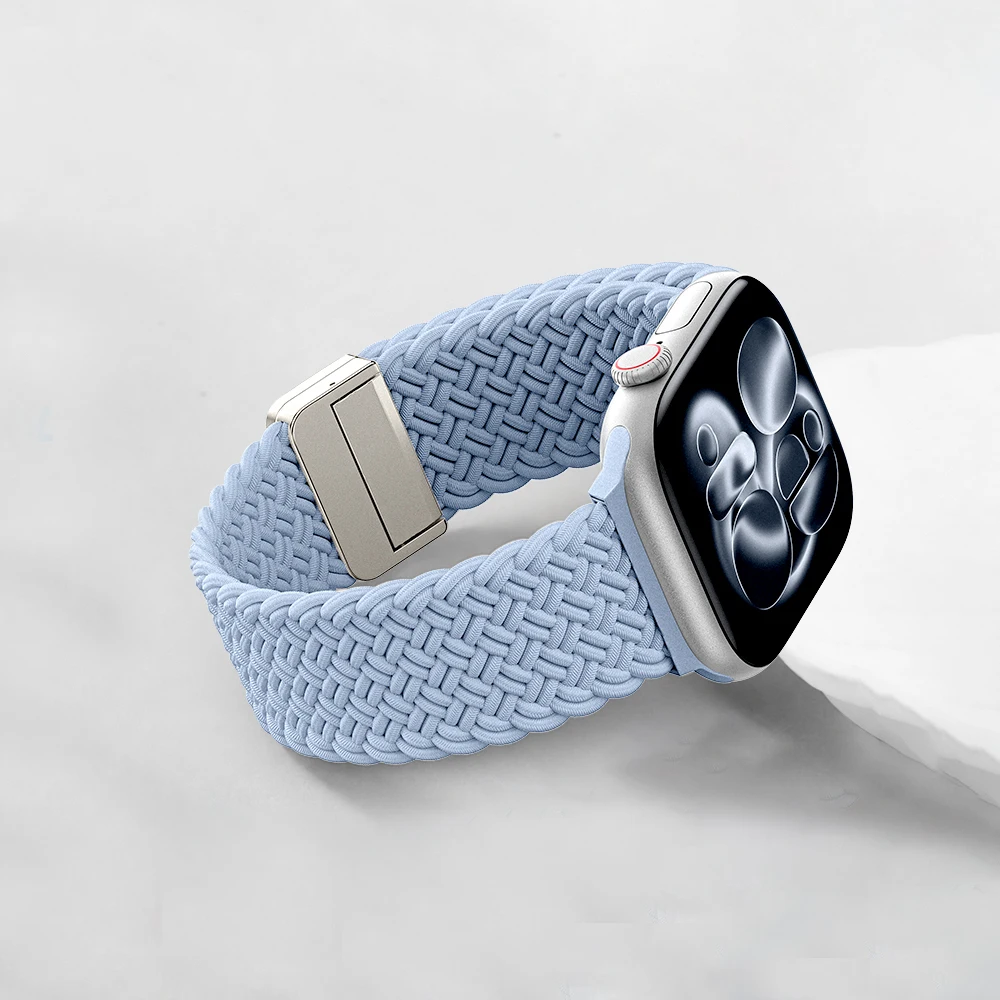 Magnetic Band for Apple Watch Straps 46mm 45mm 44mm 42mm 49mm Double Fabric Braided Bracelet iWatch Series 11/10/9/8/7/SE/Ultra
