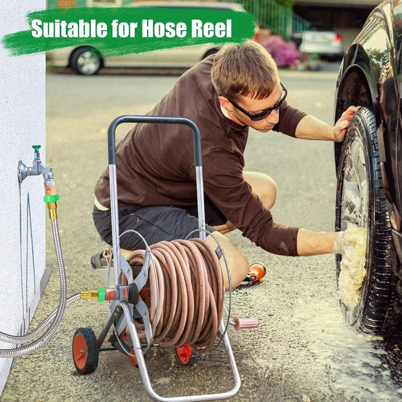 Short Garden Hose, Metal Leakproof Leader Hose, 304 Stainless Steel Flexible Hose For Outdoor Garden Watering Easy Install 3Ft