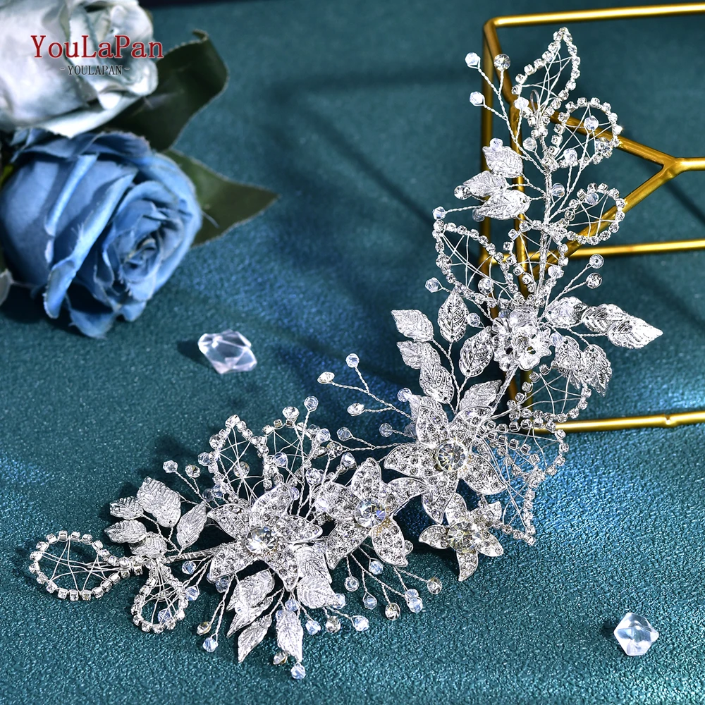 YoulaPan-Flor Coroa e Tiara para Mulheres, Acessórios para Cabelo do Casamento, Concurso Coroa, Jóias Headband, Diamante Headpiece, HP282