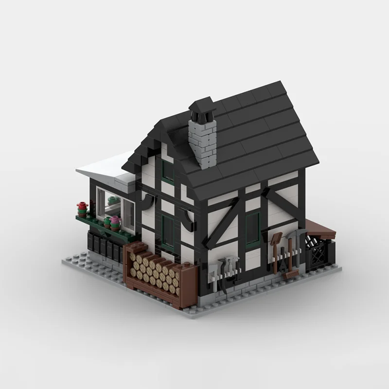 مكعبات بناء نموذجية مكونة من 512 قطعة، كوخ مدبرة نصف مؤقت مع حقيبة أرنب، مثالية لتخطيطات القطار