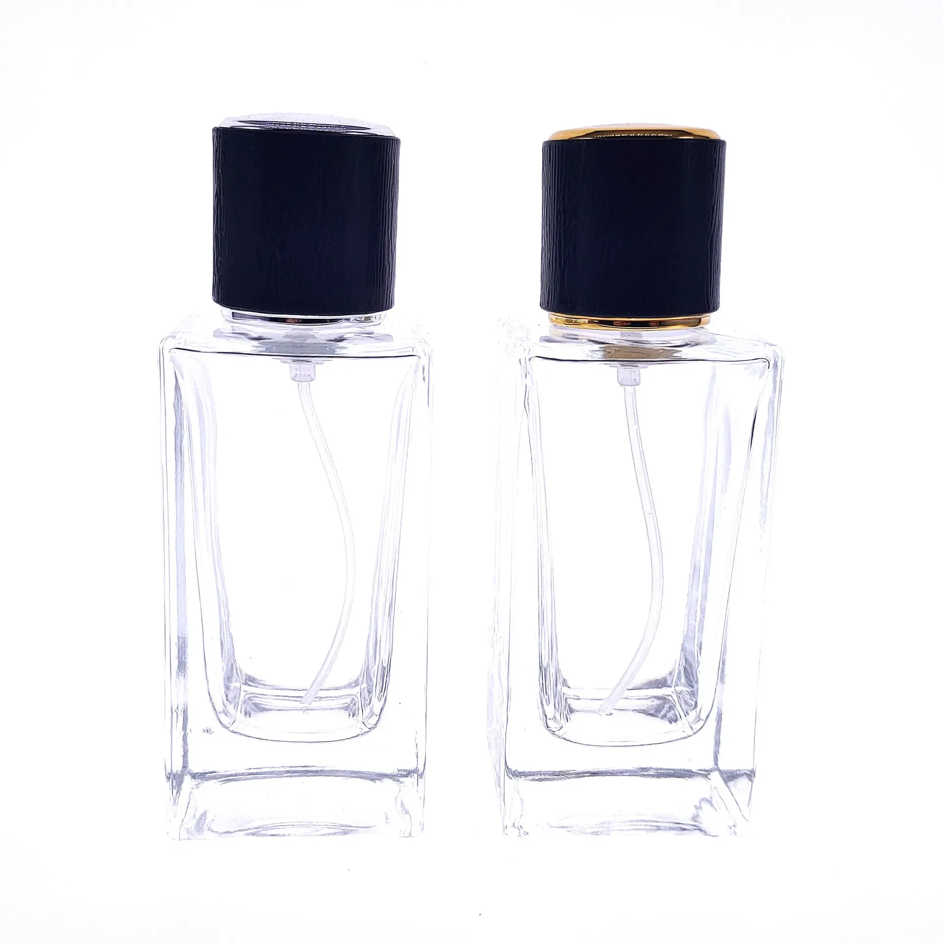 

Perfume bottle crystal white glass 50ml rectangular bayonet thick bottom perfume bottle imitation wood grain perfume cap
